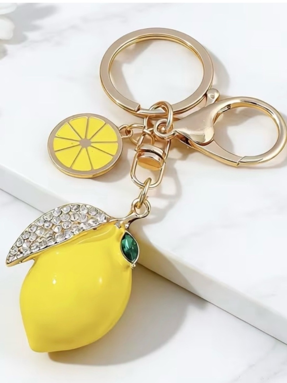 Rhinestone Lemon Bag Charm/Keychain Bag Charm